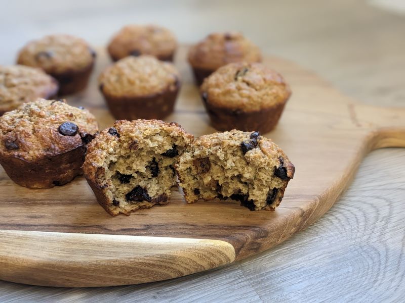 chocolate chip banana protein muffins